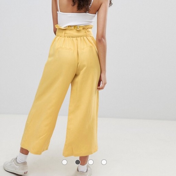 ASOS yellow wide leg linen pants - Picture 3 of 4